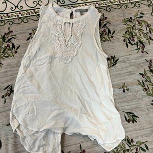 EUC Daniel Rainn White Crochet Detail Top Sz. S